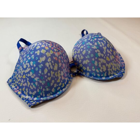 Victoria's Secret 36DD Blue Floral Push-Up Bra Nylon Blend (bin LL146) - Picture 1 of 8